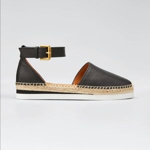 NEW! SEE BY CHLOE Glyn Flatform Leather Espadrilles